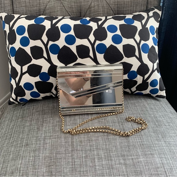 Jimmy Choo Silver Candy Clutch with Gold Chain